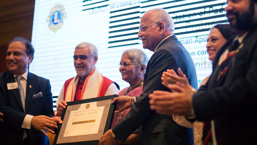dr. prathap c reddy conferred with the lions humanitarian award